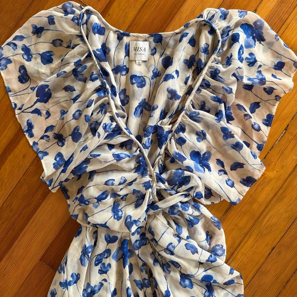 MISA Los Angeles Thesa Dress in Blue Floral Size S - Picture 5 of 7